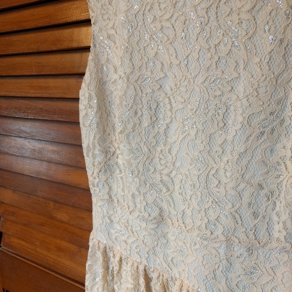 LOFT Peach Lace Dress with Metallic - Picture 3 of 5